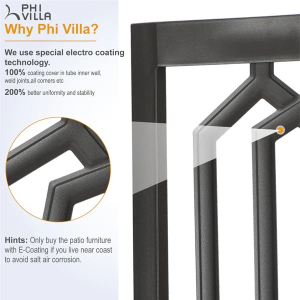 PHI VILLA 2-teilige Esszimmerstühle aus Metall für Garten, Hinterhof