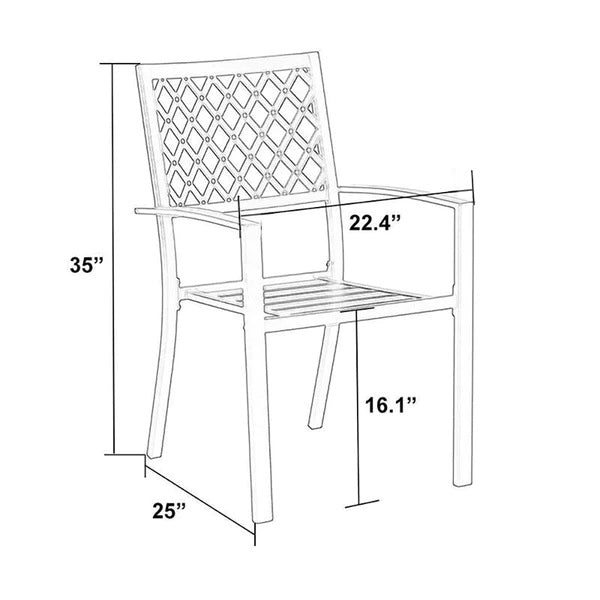 PHI VILLA 2-teilige Esszimmerstühle aus Metall für Garten, Hinterhof