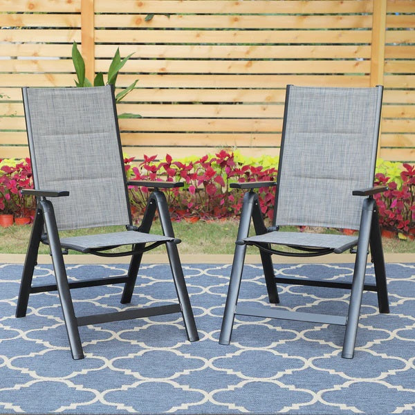 MFSTUDIO Vormontierte Gepolsterte Faltbare Stühle aus Textilene für Terrasse, 2er-Set